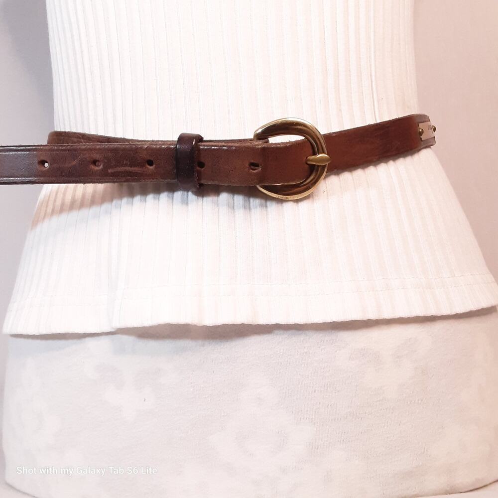 💎Sturdy Leather Skinny Belt Unisex Medium Waist Personalized Name Plates